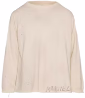 Maison Margiela Handwritten Logo Beige Oversized Vintage Crewneck Sweatshirt Men S50GC0696S24567102 Maison Margiela Handwritten Logo Beige Oversized Vintage Crewneck Sweatshirt Men S50GC0696S24567102