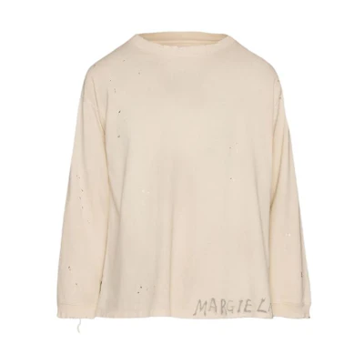Maison Margiela Handwritten Logo Blue Crewneck Sweatshirt for Men S50GU0214S25570366