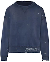Maison Margiela Handwritten Logo Blue Crewneck Sweatshirt for Men S50GU0214S25570366 Maison Margiela Handwritten Logo Blue Crewneck Sweatshirt for Men S50GU0214S25570366