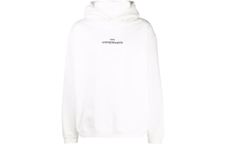 Maison Margiela Inverted Logo Hoodie White FW21 Long Sleeve Sweatshirt. S50GU0167S25503961
