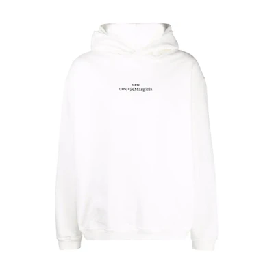 Maison Margiela Inverted Logo Hoodie White FW21 Long Sleeve Sweatshirt. S50GU0167S25503961