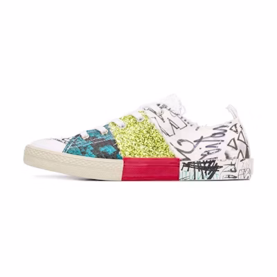 Maison Margiela Leather 'Graffiti Green Red White Patchwork'