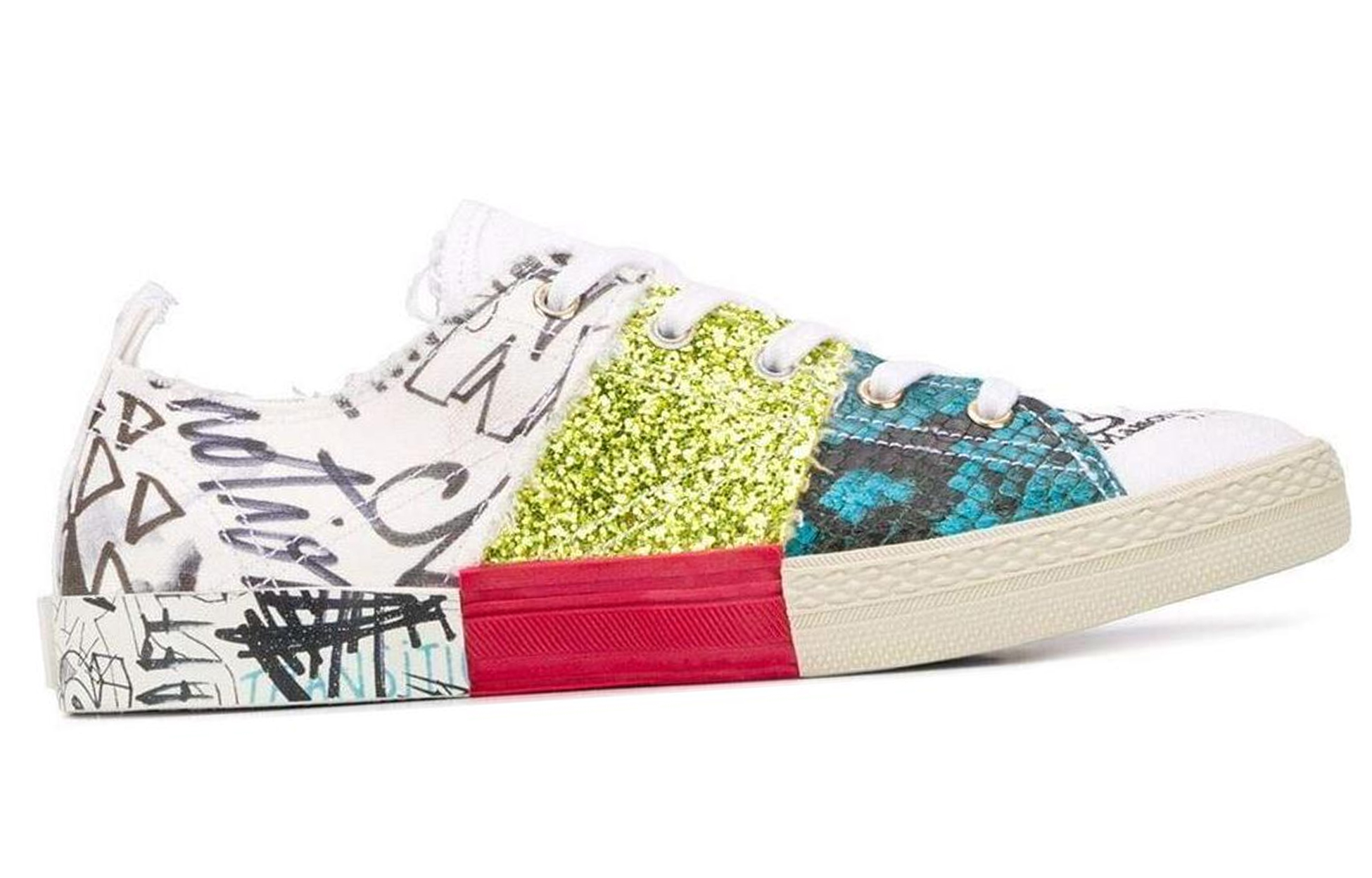 Maison Margiela Leather 'Graffiti Green Red White Patchwork' 圖 2