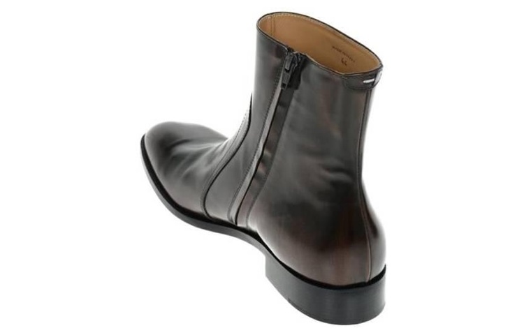 Shop Maison Margiela 皮革拉鍊短靴 棕色