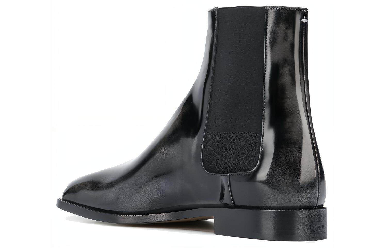Shop Maison Margiela 皮革時尚切爾西靴 黑色