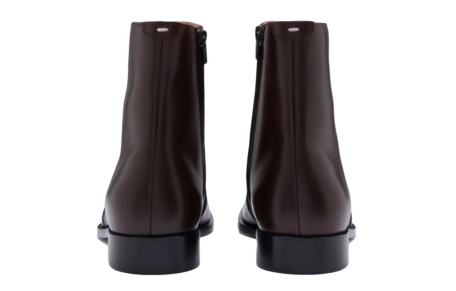 Shop Maison Margiela Leren Chunky-Hak Enkellaarzen ''Bruin'' S37WU0415P4743T2185