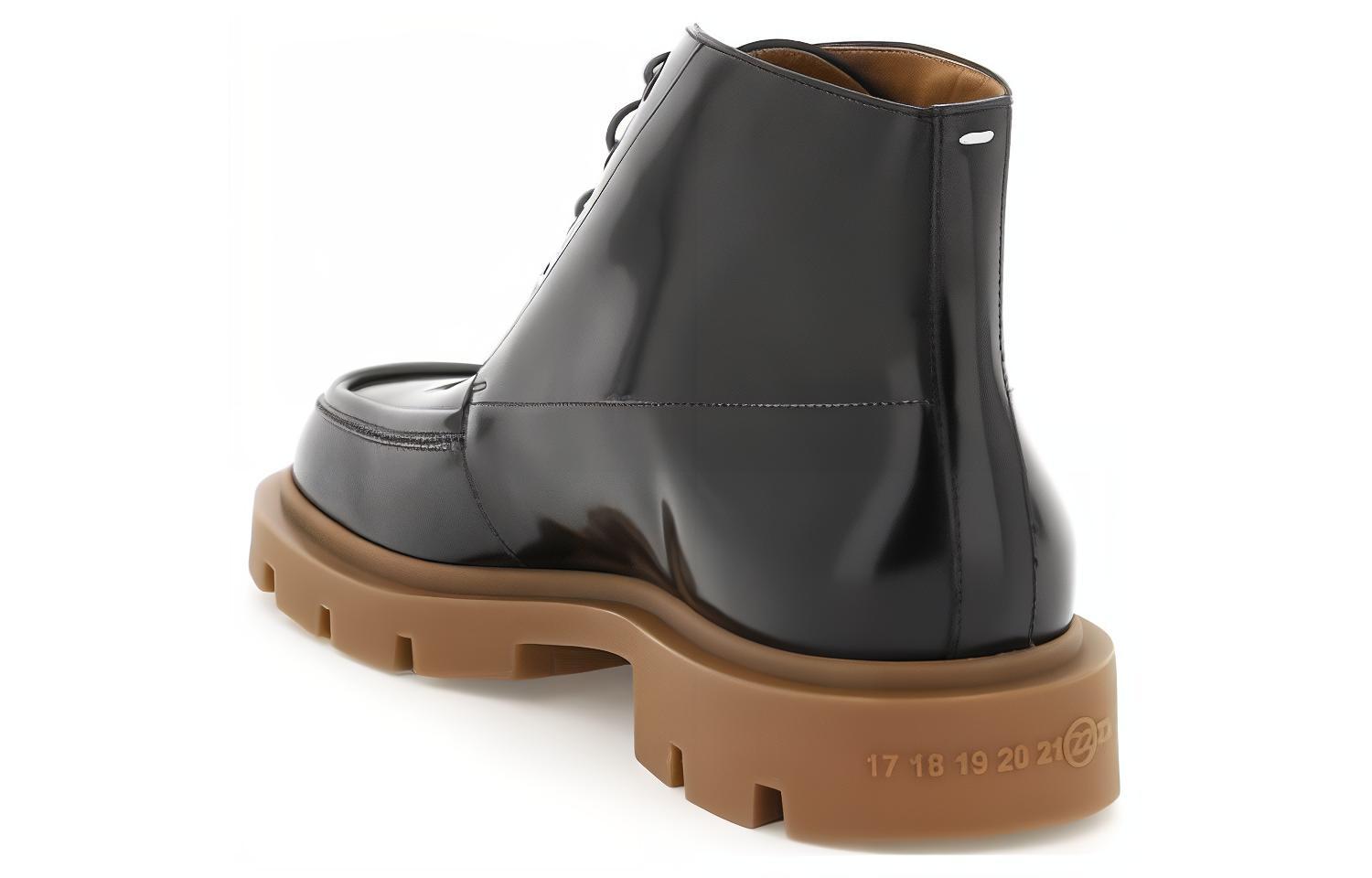 Shop Maison Margiela Leder Schnürstiefel ''Schwarz'' S57WU0250P3744H9417