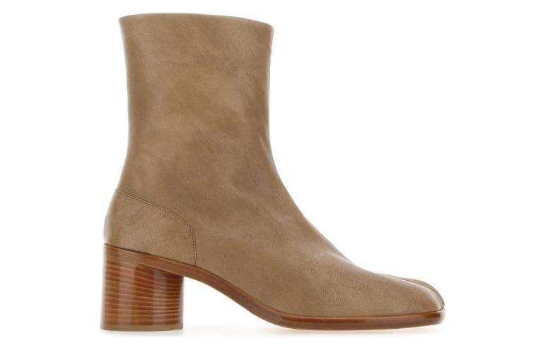 Order Bottes Cheville Cuir à Talon Bloc et Bout Rond Maison Margiela ''Marron'' S57WU0132PR058T2172