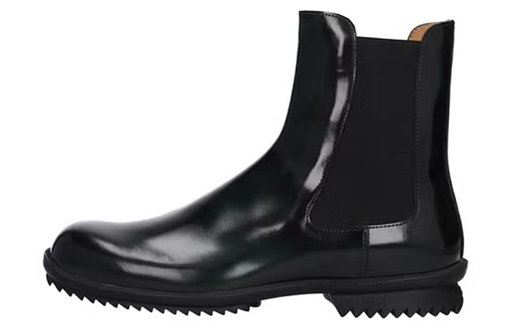 Maison Margiela Leather Round-Toe Slip-On Chelsea Boots 'Black Green' S57WU0239P3964H9419