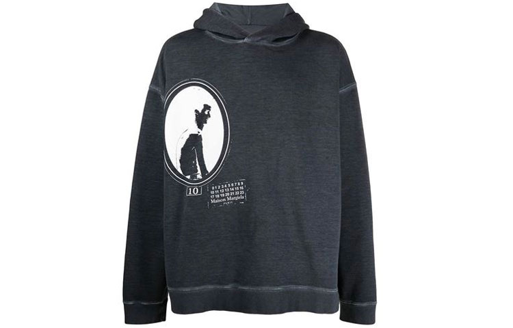 Maison Margiela Logo Print Blue Hoodie Long Sleeve S50GU0161S25510