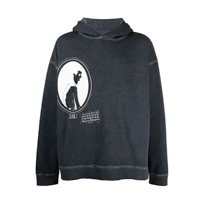 Maison Margiela Logo Print Blue Hoodie Long Sleeve S50GU0161S25510