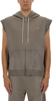 Maison Margiela Logo Sleeveless Zip Hoodie Charcoal Gray SH2HG0005M25013803 Buy Maison Margiela Logo Sleeveless Zip Hoodie Charcoal Gray SH2HG0005M25013803
