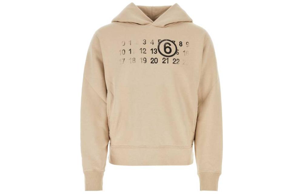 Maison Margiela Numeric Print Hoodie Beige Unisex Long Sleeve Pullover S25596S62GU0123213