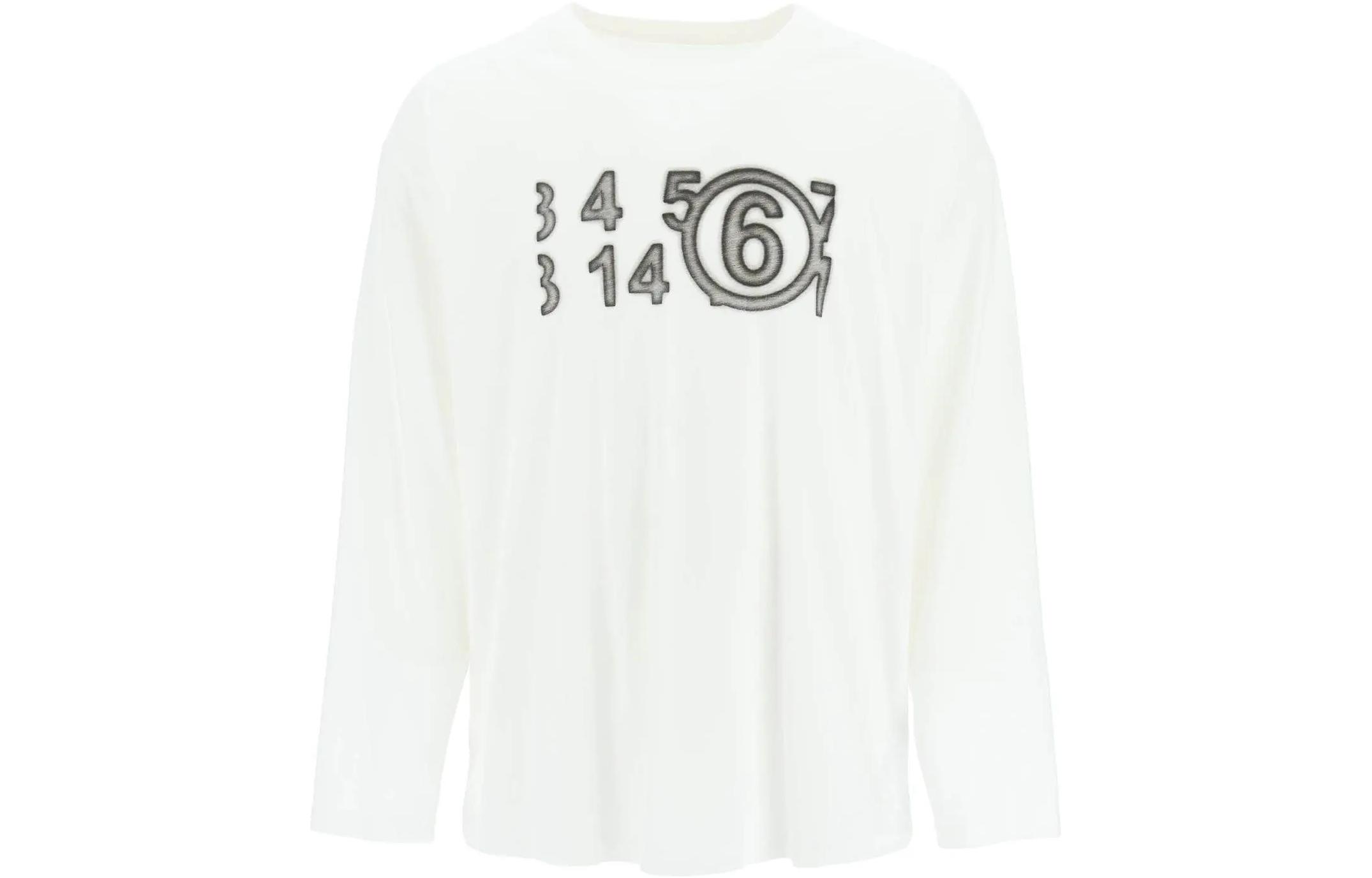 Maison Margiela Numeric Print White Long Sleeve Sweatshirt Men S50GU0164-S25503-101