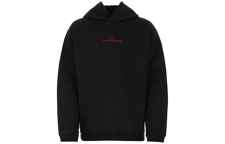 Maison Margiela Oversized Letter Print Cotton Hoodie Black Fall Edition S50GU0167S25503900