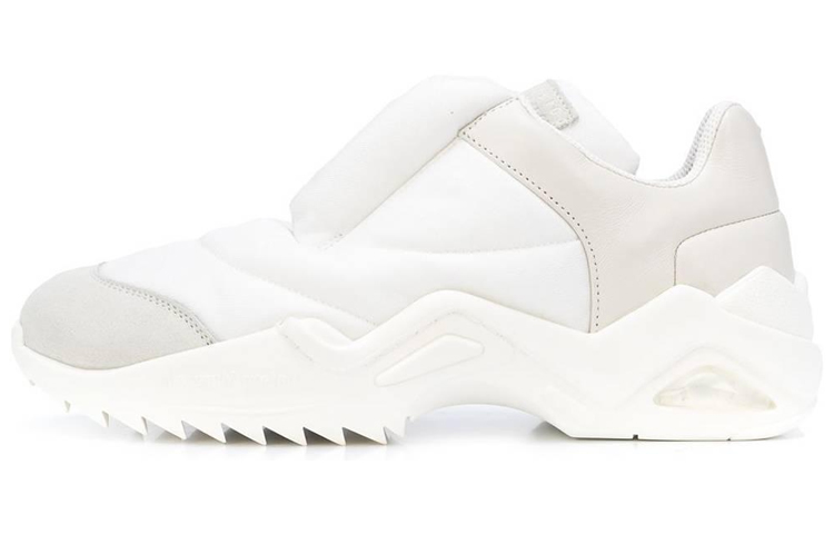 Buy Maison Margiela 皮革聚酯纖維 厚底綁帶 圓頭 減震 低筒 運動休閒鞋 男款 白灰色
