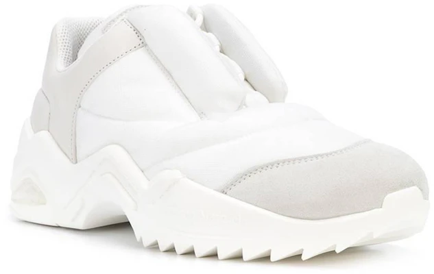 Maison Margiela 皮革聚酯纖維 厚底綁帶 圓頭 減震 低筒 運動休閒鞋 男款 白灰色 Lookbook Maison Margiela 皮革聚酯纖維 厚底綁帶 圓頭 減震 低筒 運動休閒鞋 男款 白灰色