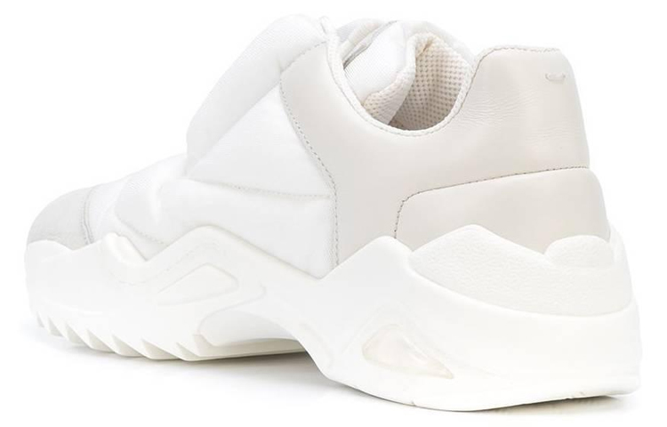 Shop Maison Margiela 皮革聚酯纖維 厚底綁帶 圓頭 減震 低筒 運動休閒鞋 男款 白灰色
