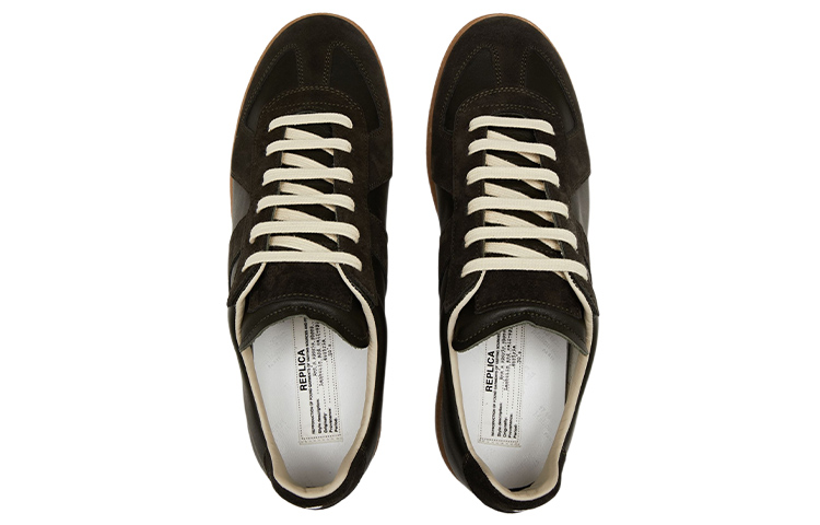 Shop Maison Margiela Replica 小牛皮 德訓時尚板鞋 黑棕色
