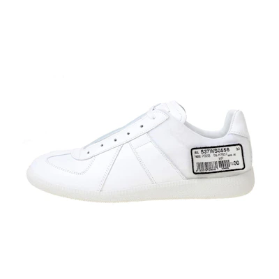 Maison Margiela Replica White 'Velcro Badge Calfskin Trainer'