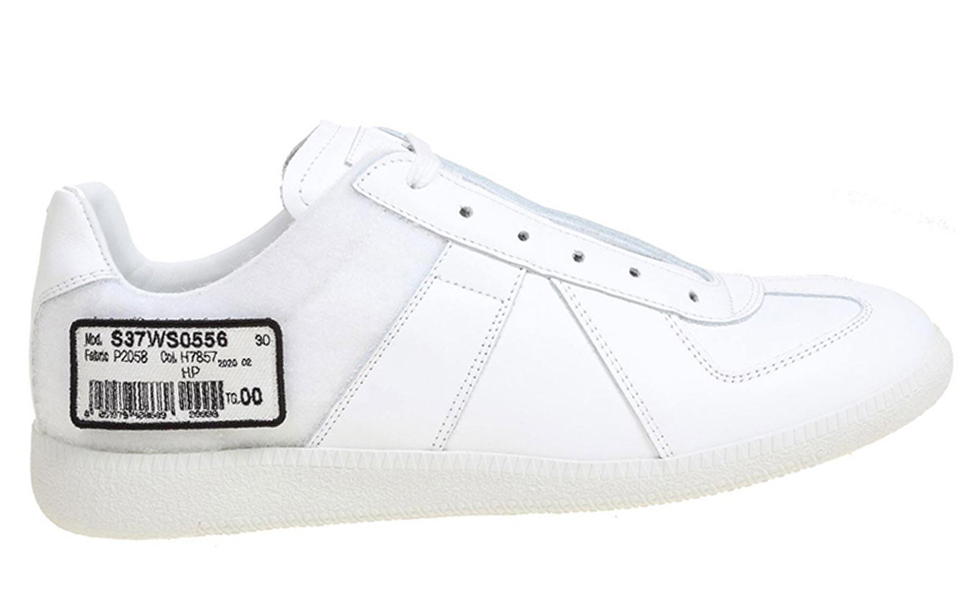 Maison Margiela Replica White 'Velcro Badge Calfskin Trainer' 圖 2
