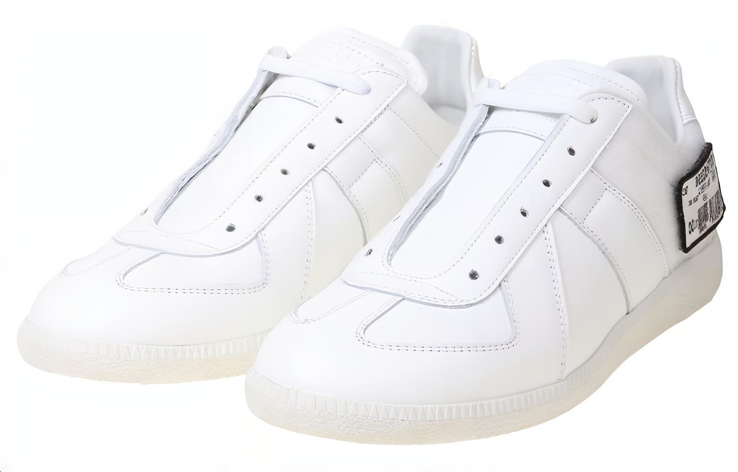Maison Margiela Replica White 'Velcro Badge Calfskin Trainer' 圖 3