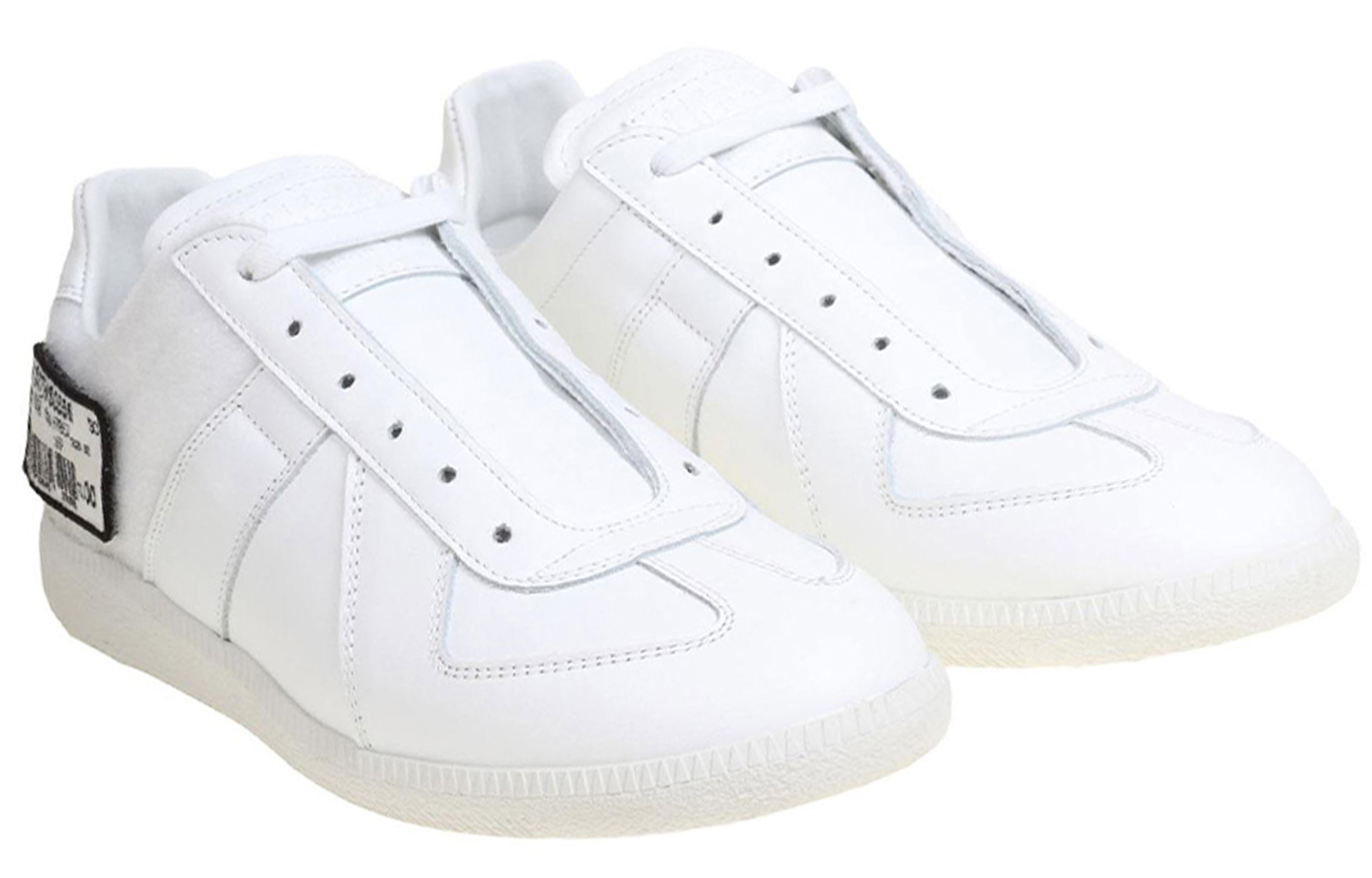 Maison Margiela Replica White 'Velcro Badge Calfskin Trainer' 圖 4