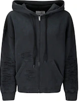Maison Margiela Solid Color Distressed Zip Hoodie Jacket Black () S62GU0130M25004-900 Maison Margiela Solid Color Distressed Zip Hoodie Jacket Black () S62GU0130M25004-900