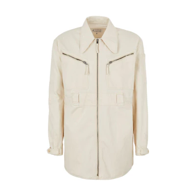 Maison Margiela Solid Color Zip-Up Jacket Red Unisex Casual Outerwear S51AM0142FABS41370