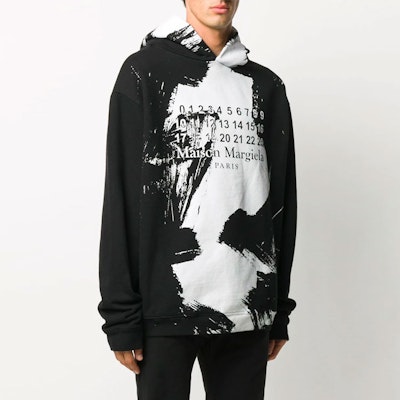 Maison Margiela 潑濺彩漆黑色中性連帽衫 S50GU0151S25451900 Shop Maison Margiela 潑濺彩漆黑色中性連帽衫 S50GU0151S25451900