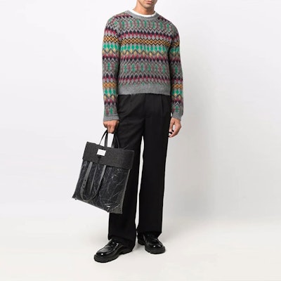 Maison Margiela SS21 Suéter de Punto Colorblock Gris Moda. S50HA1031S17837001J Lookbook Maison Margiela SS21 Suéter de Punto Colorblock Gris Moda. S50HA1031S17837001J