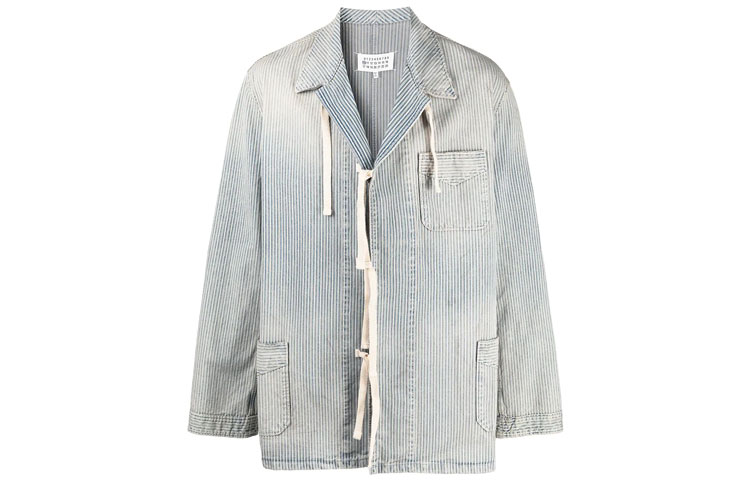 Maison Margiela SS21 Grey Denim Shirt Jacket for Men with Patch Pocket S30AM0536S30754