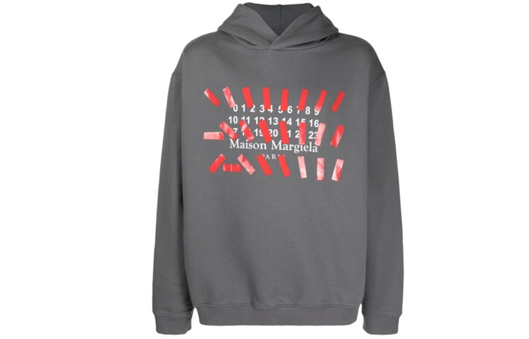 Maison Margiela SS21 Grey Hoodie with Tape Pattern Print. S30GU0148S25503814