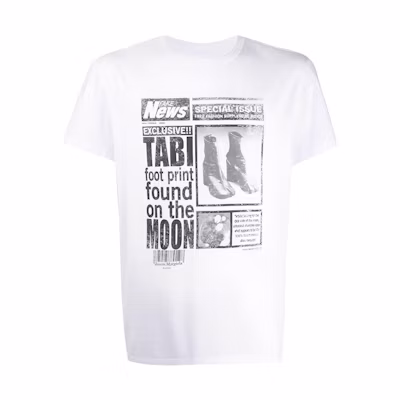 Maison Margiela SS21 Newspaper Print White Short Sleeve T-Shirt . S50GC0615S22816100