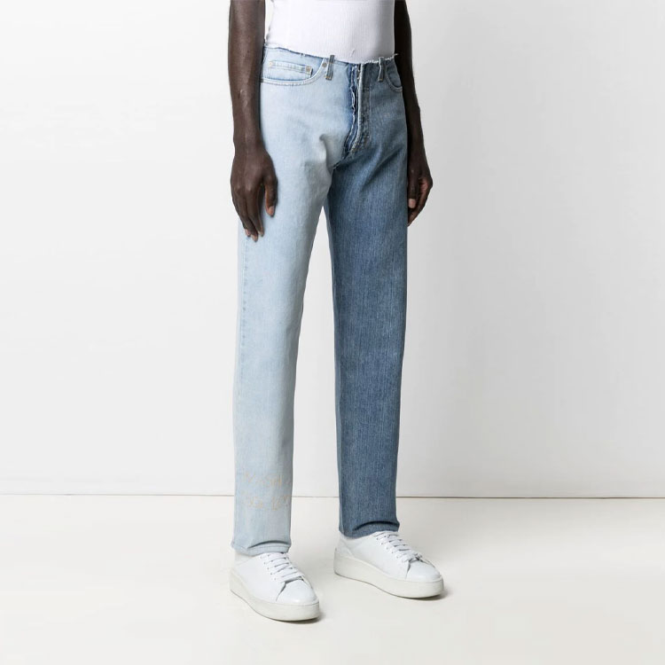 Shop Maison Margiela SS21 Jeans Slim Fit Bicolor Bloque de Color. S50LA0175S30736965