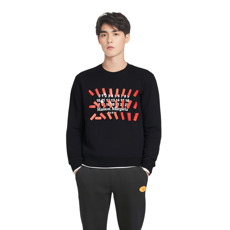 Sizing Sudadera Negra Maison Margiela SS21 con Logo de Cinta. S30GU0149S25503-900