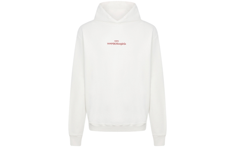 Maison Margiela SS21 White Cotton Letter Logo Hoodie. S50GU0167S25503101