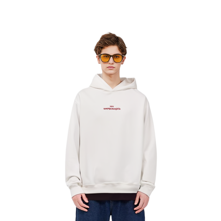 Shop Maison Margiela SS21 Sudadera Blanca de Algodón con Logo de Letras. S50GU0167S25503101