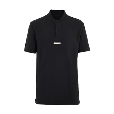 Maison Margiela SS22 Black Polo Shirt with Snap Button Collar. S50GL0041S23978855