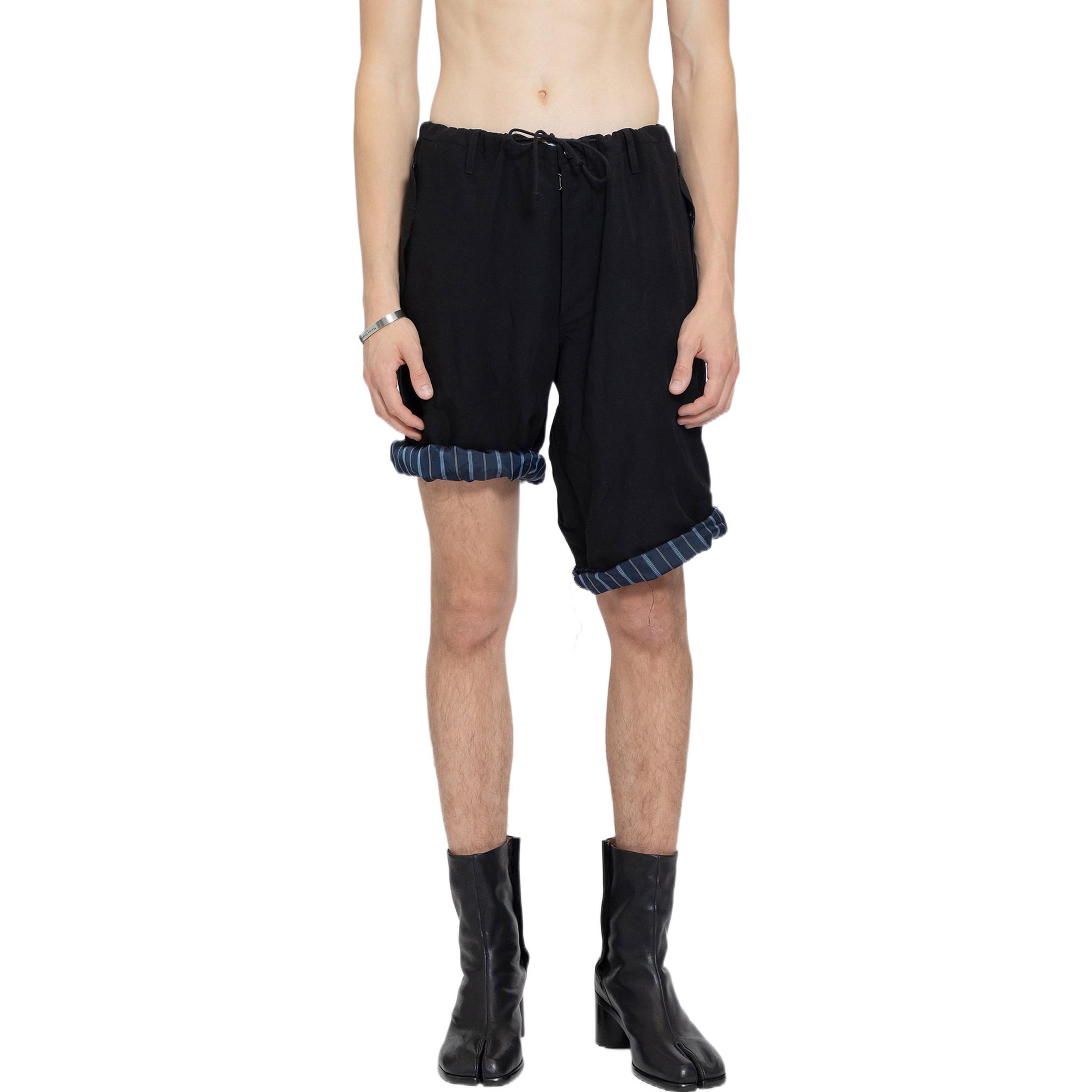 Shop Maison Margiela SS22 Pantalones Cortos Negros Rectos con Cordones S50MU0053S53802900