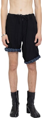 Maison Margiela SS22 Pantalones Cortos Negros Rectos con Cordones S50MU0053S53802900 Shop Maison Margiela SS22 Pantalones Cortos Negros Rectos con Cordones S50MU0053S53802900