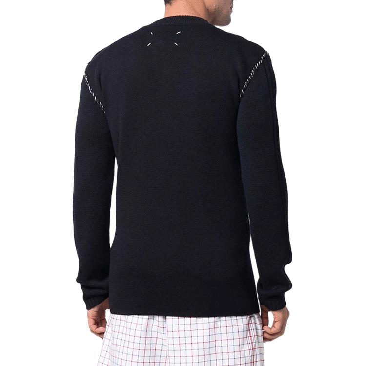 Shop Maison Margiela SS22 Suéter de Lana Azul Marino Cabeza de Carnero. S30HB0277S17899511F