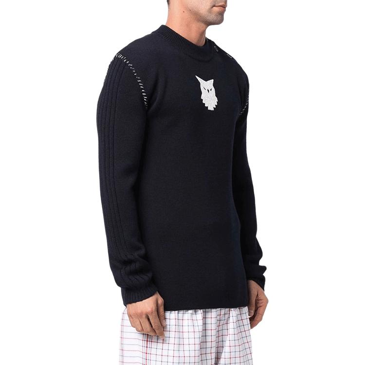 Purchase Maison Margiela SS22 Suéter de Lana Azul Marino Cabeza de Carnero. S30HB0277S17899511F