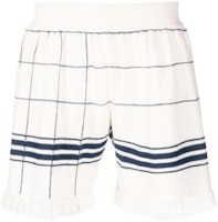 Maison Margiela SS22 White Checkered Fringe Trim Straight Shorts S50MU0058S18024002F Maison Margiela SS22 White Checkered Fringe Trim Straight Shorts S50MU0058S18024002F