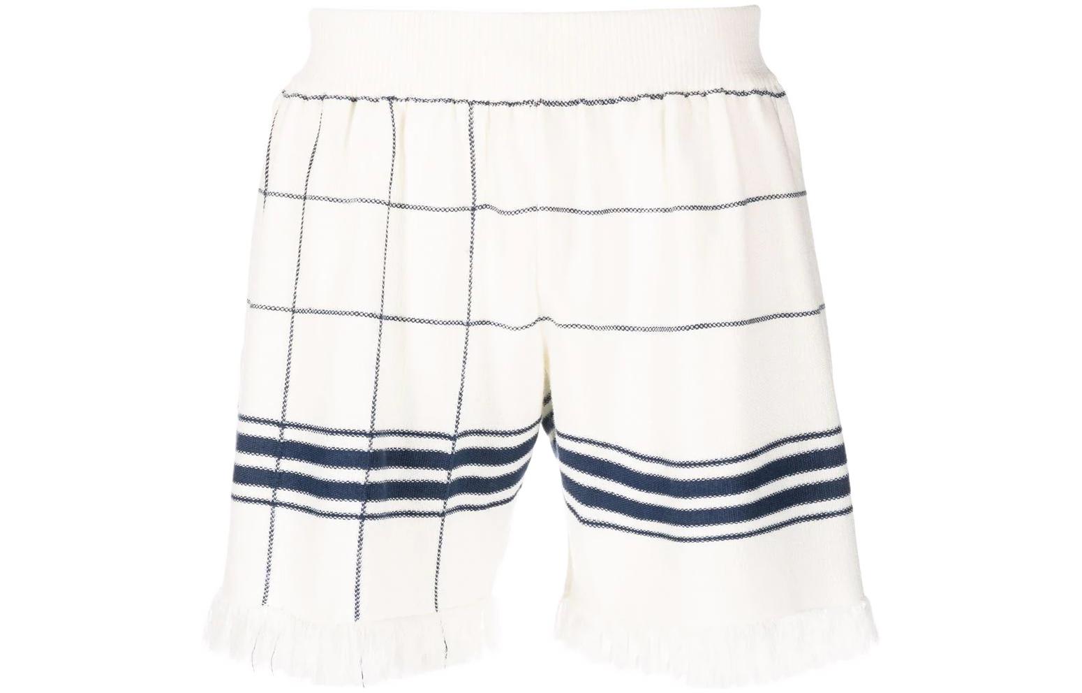Order Maison Margiela SS22 Celana Pendek Putih Kotak-Kotak dengan Pinggiran. S50MU0058S18024002F