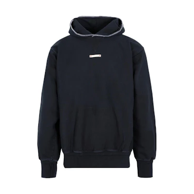 Maison Margiela SS22 Blue Cotton Logo Pocket Pullover Hoodie for Men S25520S50GU0193469