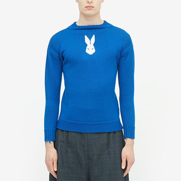 Lookbook Maison Margiela SS22 Sweater Wool Biru Bordir Kelinci Unisex. S30HB0279S17900520