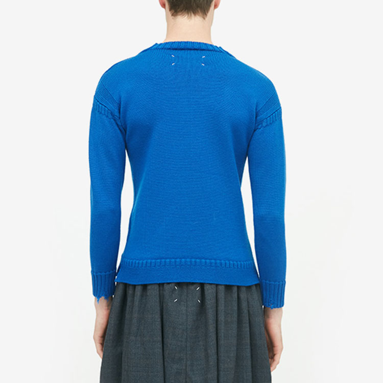Shop Maison Margiela SS22 Sweater Wool Biru Bordir Kelinci Unisex. S30HB0279S17900520