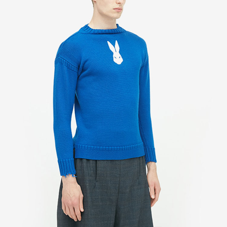 Details for Maison Margiela SS22 Sweater Wool Biru Bordir Kelinci Unisex. S30HB0279S17900520