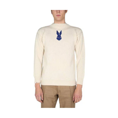 Maison Margiela SS22 Rabbit Jacquard Wool Sweater Crewneck Beige. S30HB0279S17900102